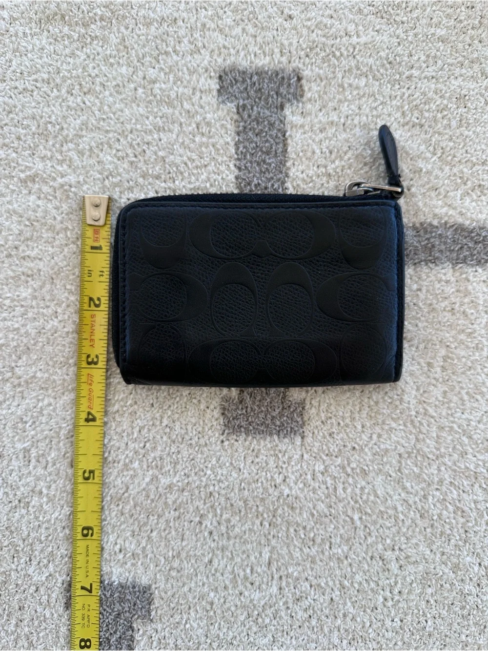 Black Embossed Zip Card case wallet Coach